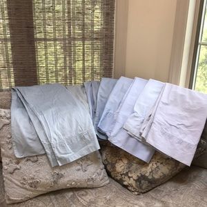 Eight pillow cases in shades of blue